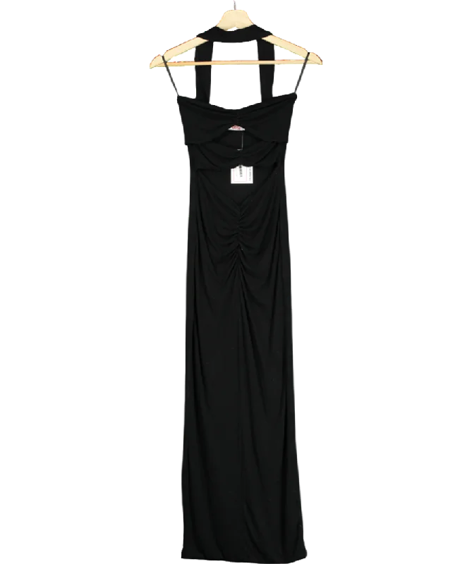 women's statement dressesBayse Black Sleeveless Cut Out Hlater Neck Front Detail Maxi Dress UK XS