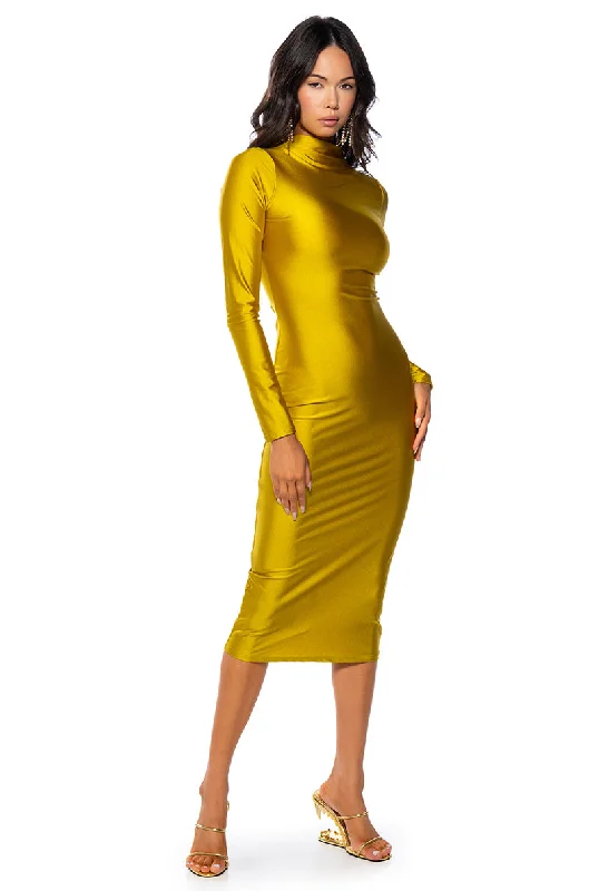 women's one-shoulder dressesONE OF ONE LONG SLEEVE MIDI DRESS