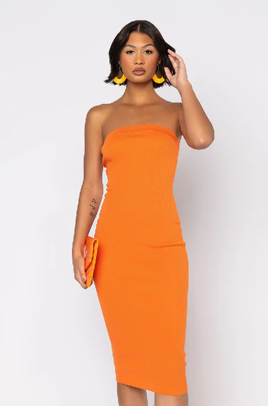 women's bespoke dressesHAPPY HOME TUBE MIDI DRESS ORANGE