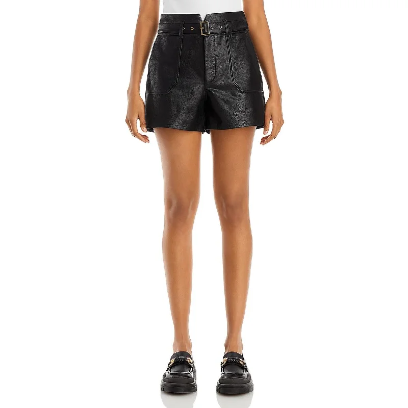 women's formal shortsWomens Faux Leather High Rise Casual Shorts