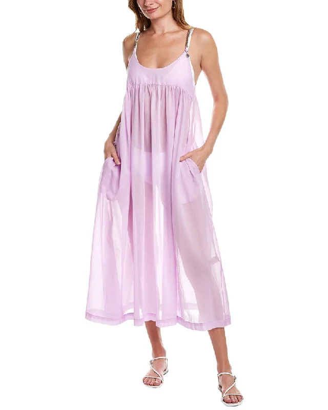 women's apple-shaped body dressesStella McCartney Logo Charm Pleated Flared Maxi Dress