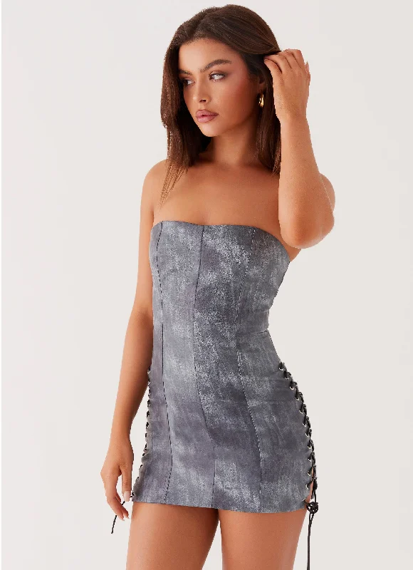 Laced DressBetter When I'm Dancing Mini Dress - Graphite