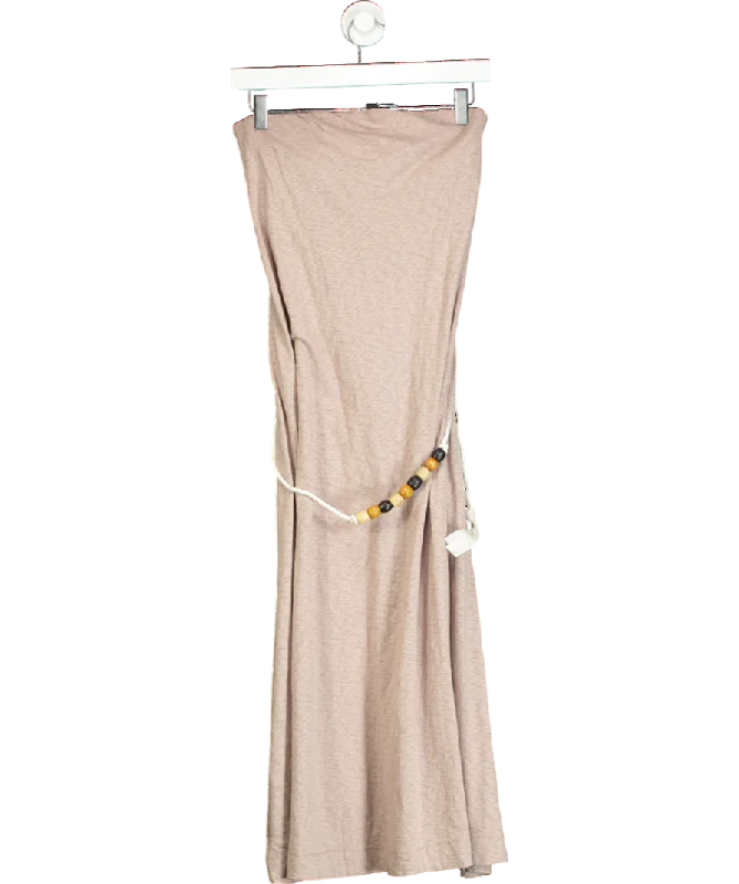 Ruffled Hem DressFree People Beige Beach Peyton Maxi Dress UK XS