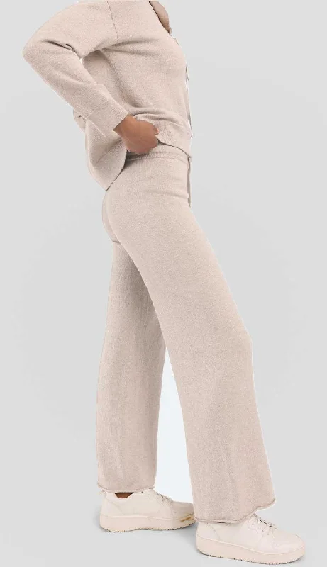 women's summer pantsCotton Cashmere Terry Stitch Wide Leg Pant - White