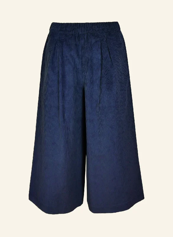 women's cropped pantsEdith - Navy Corduroy Trousers