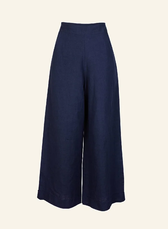 women's mini pantsJosephine Trousers - Navy Linen