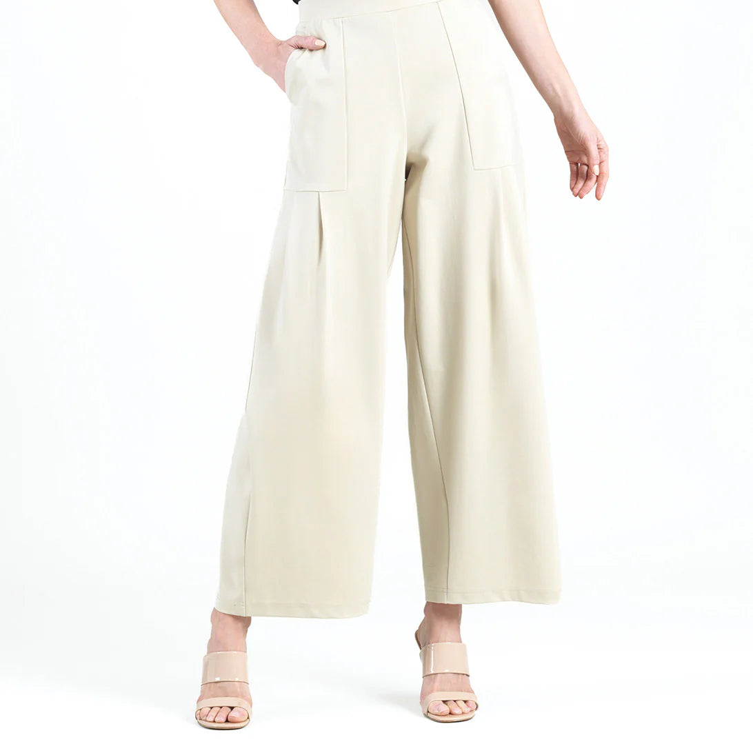 women's leather pantsPleated Wide Leg Pocket Pant - Khaki