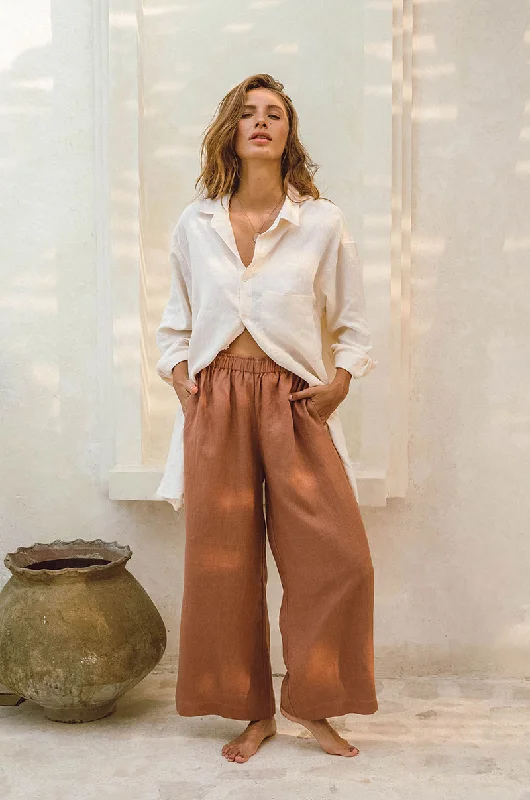 women's distressed pantsSUMMER Pants - clay linen