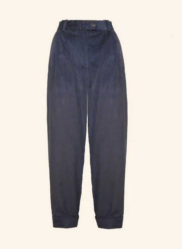 women's elastic waist pantsThelma Trousers - Navy Corduroy