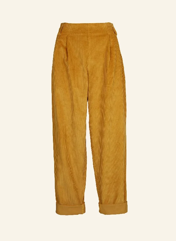 women's sustainable pantsWilma - Mustard Corduroy Trousers