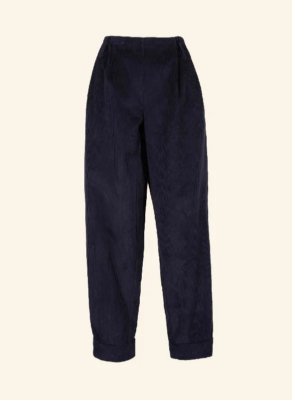 women's capri pantsWilma - Navy Corduroy Trousers