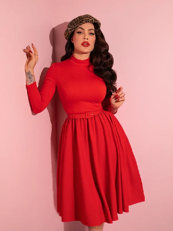 women's solid color dressesCOMING BACK SOON - Bad Girl Swing Dress in Tomato Red - Vixen by Micheline Pitt