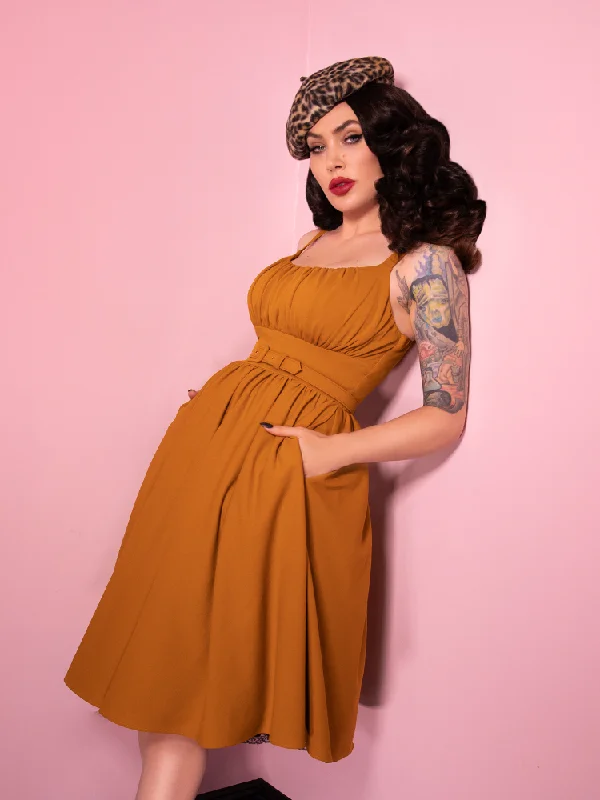 women's casual dressesCOMING BACK SOON - Ingenue Dress in Vintage Mustard - Vixen by Micheline Pitt