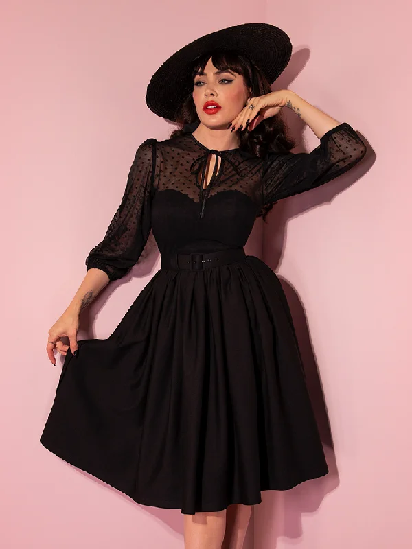 Crepe DressCOMING BACK SOON - Frenchie Swing Dress in Black - Vixen by Micheline Pitt