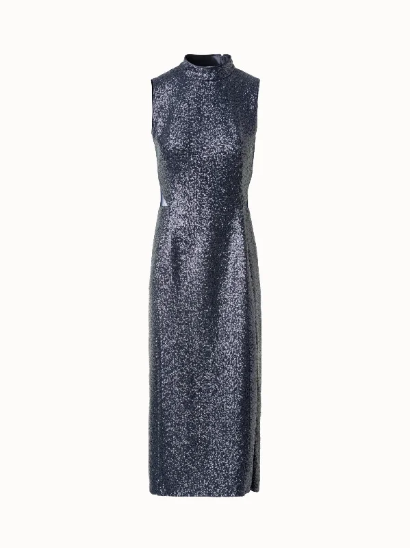 women's flowy dressesSequined Sheath Dress with Open Back