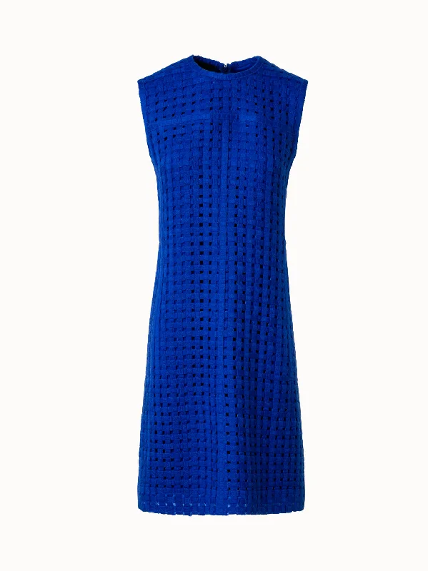 Party DressSheath Dress in Grid Embroidery