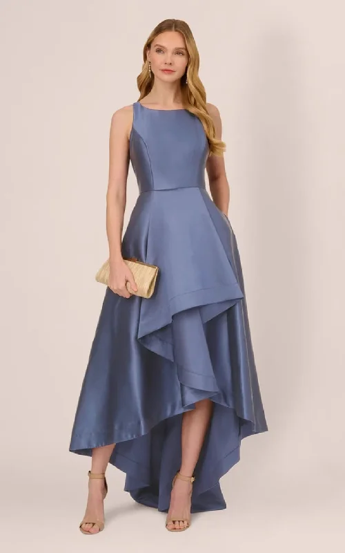 Bow-Tie DressAdrianna Papell- Mikado High Low Gown in Blue Frost