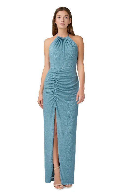 Tall Women DressAidan Mattox- Metallic Knit Halter Gown