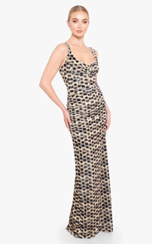 women's chiffon dressesBlack Halo - Wilder Roaring Spots Ruched Gown