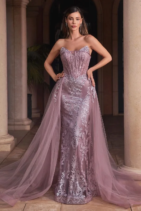 women's prom dressesCinderella Divine J858 Long Formal Glitter Overskirt Gown