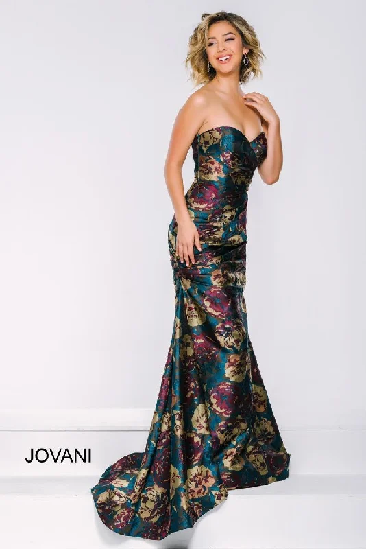 Jovani 45363 Strapless Printed Long Formal Gown