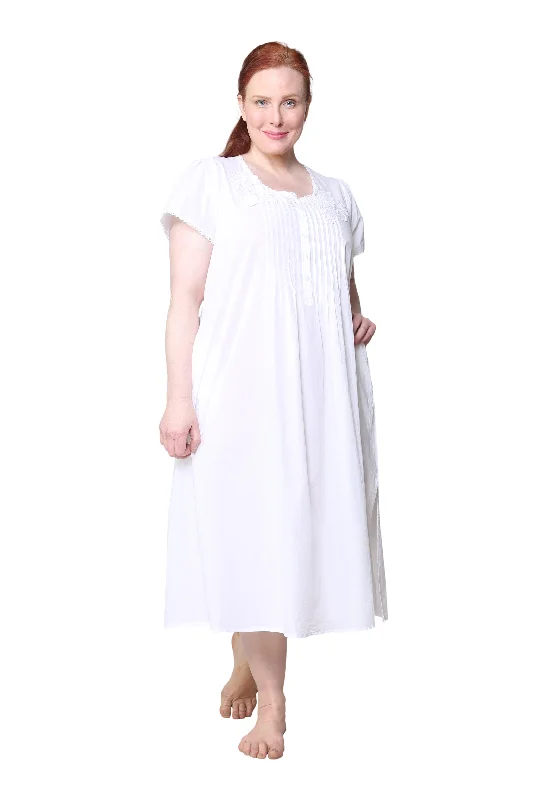 women's sustainable dressesLa Cera Plus Size 100% Cotton Lace Applique Gown