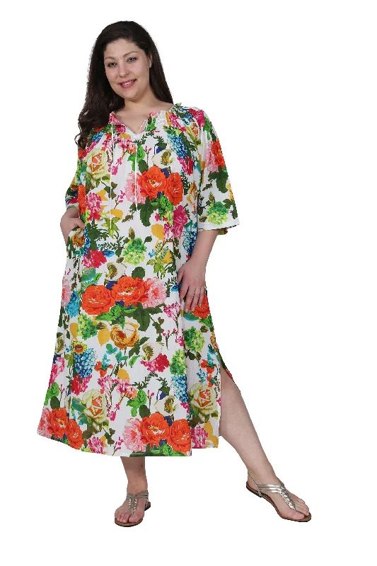 Silk DressLa Cera Plus Size Blooming Garden Gown