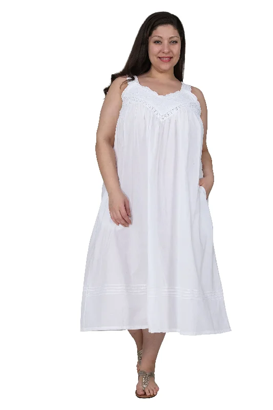 women's ethical fashion dressesLa Cera Plus Size Embroidered Sleeveless Pinafore Gown