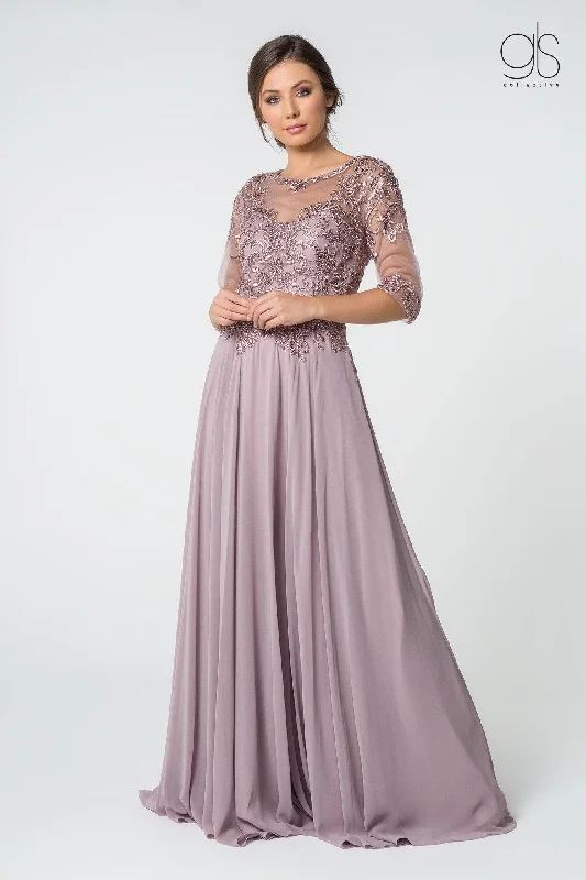 Long Embroidered Mother of the Bride Gown Sale