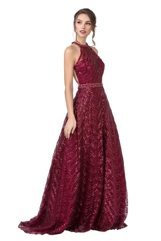 Cocktail DressLong Formal Halter Sequins Prom Ball Gown