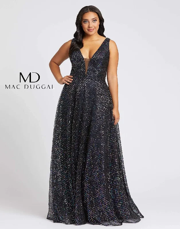 Organza DressMac Duggal 77717 Fabulouss Plus Size Prom Long Dress