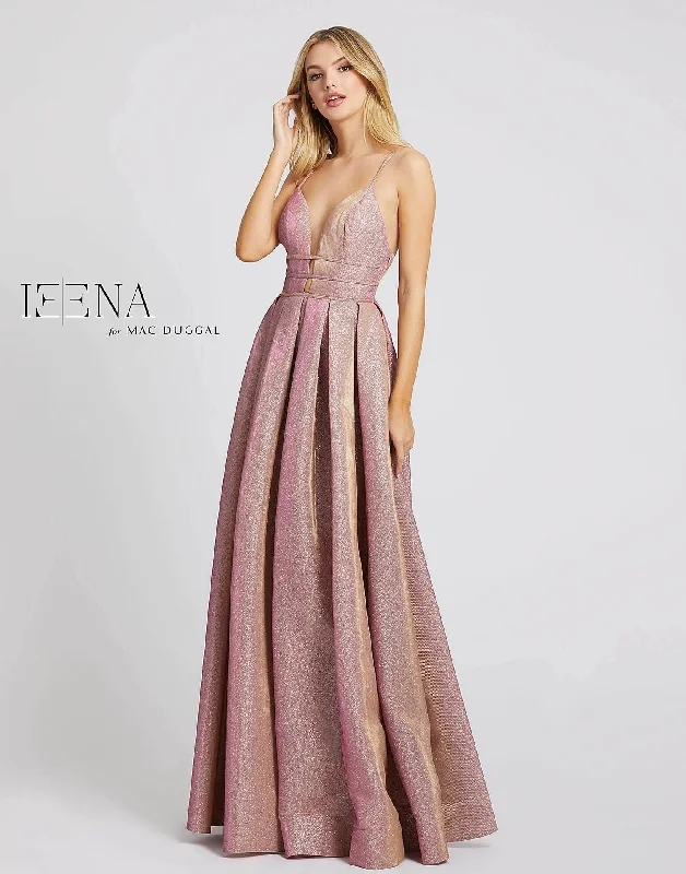 Ruffled Hem DressMac Duggal 26148 Long Metallic Spaghetti Strap Gown