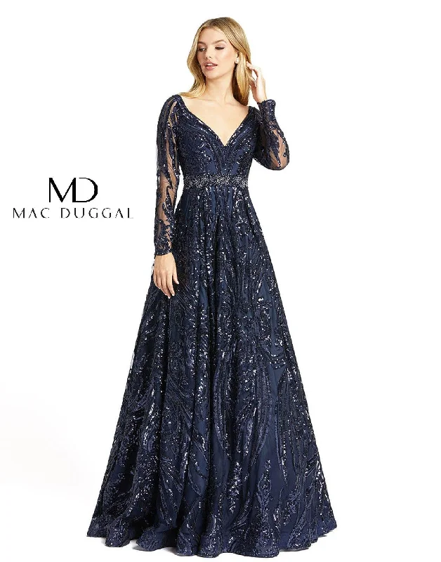 Mac Duggal Long Sleeve Embellished Ball Gown Sale