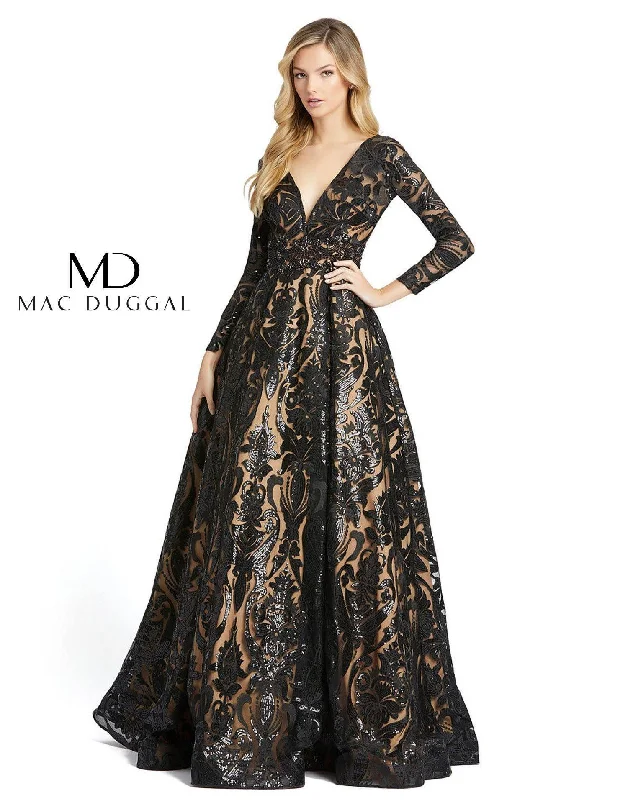 Glitter DressMac Duggal Long Sleeve Sequins Ballgown Sale