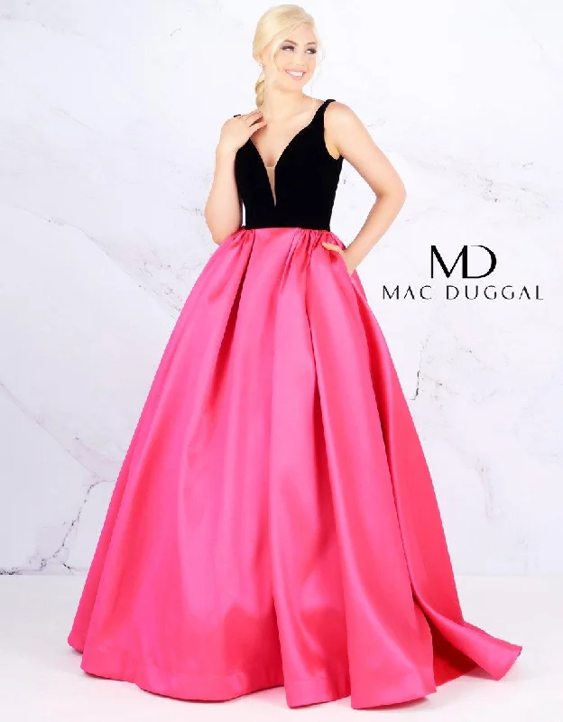 Leather DressMac Duggal 66720 Prom Long Sleeveless Ballgown