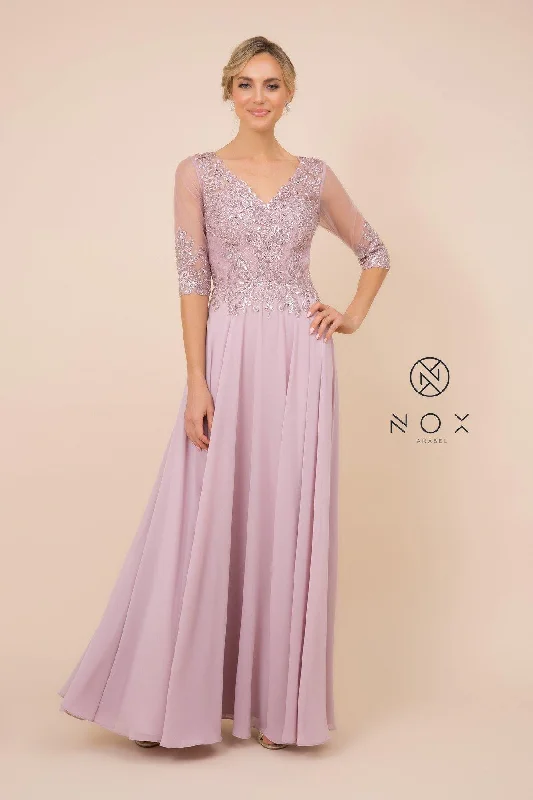 Tea-Length DressLong Gown With Applique Bodice Formal Dress