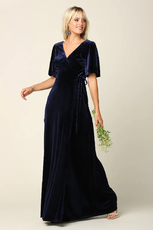 Pearl DressMother of the Bride Long Flutter Sleeve Velvet Gown Sale