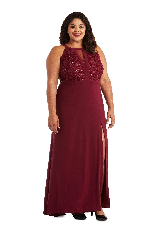 Nightway Plus Size Long Formal Halter Gown 21434WM