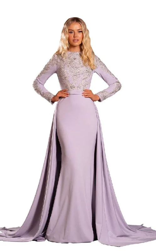 Asymmetric DressPortia And Scarlett 21241 Long Sleeve Prom Dress