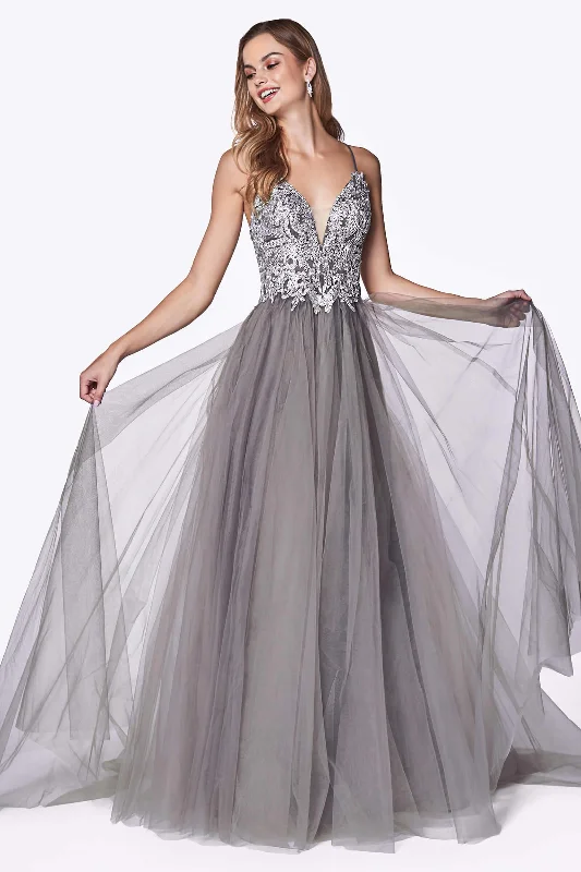 Zip-Up DressCinderella Divine CD0128 Long Prom Dress Formal Ball Gown