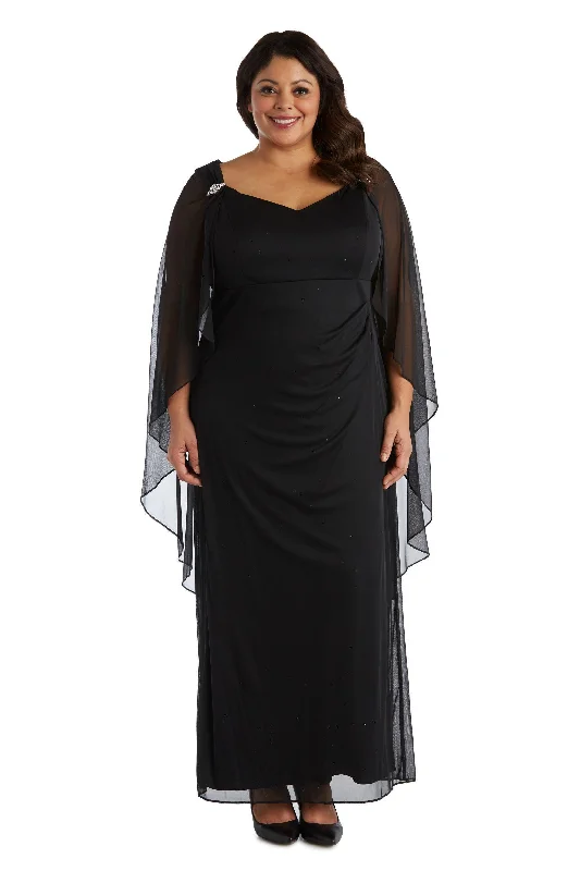 R&M Richards 2359W Long Plus Size Cape Gown