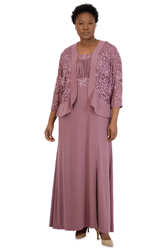 Tiered DressR&M Richards 3785W Long Plus Size Formal Jacket Gown