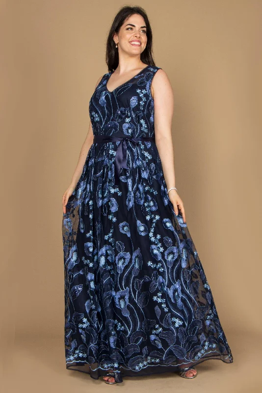 Jersey DressR&M Richards 3724W Long Plus Size Sleeveless Gown