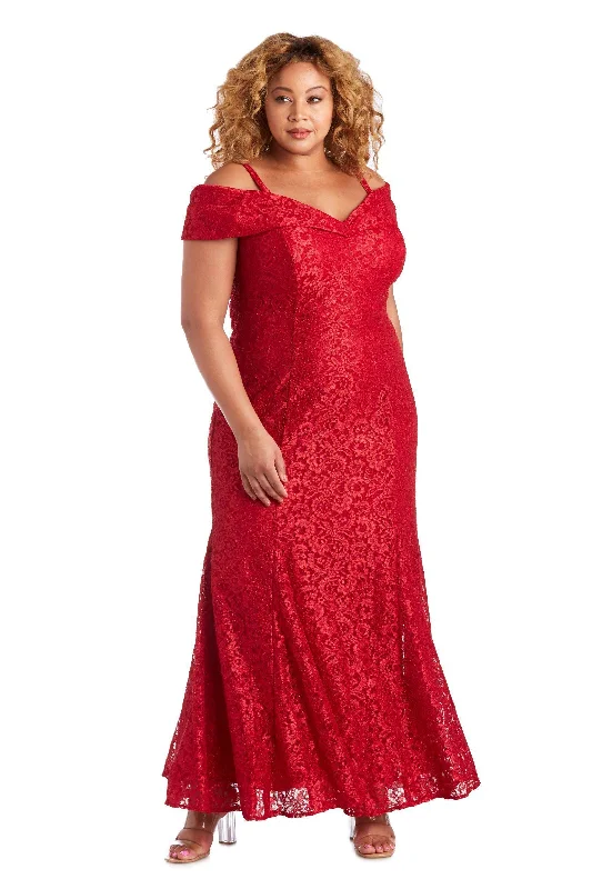 women's trendy dressesR&M Richards 2047W Plus Size Long Formal Lace Gown