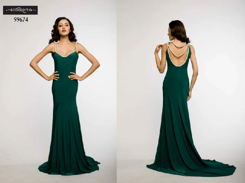 women's trendy dressesSaboroma 99674 Green Gown