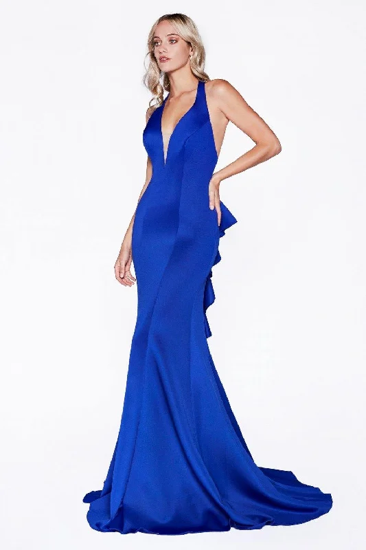 High-Neck DressCinderella Divine CD11661 Sexy Fitted Long Gown Formal Dress