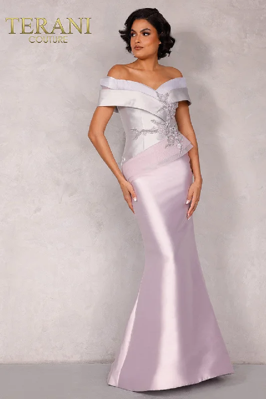 Two Tone Off Shoulder Mikado Mother Of Bride Gown – 2011M2159