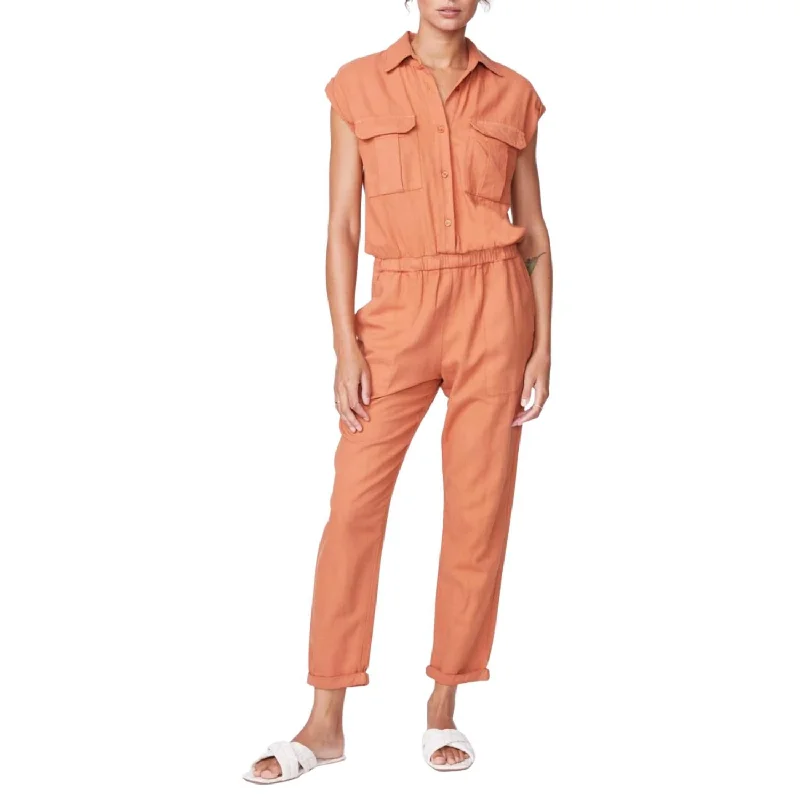 women's glam jumpsuitsCotton Twill Jumpsuit In Faded Rust