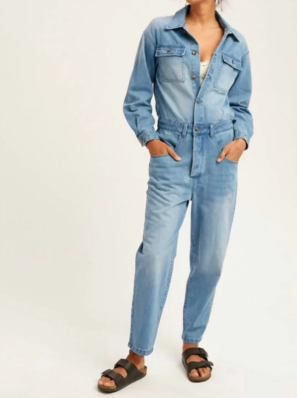 women's jumpsuits for casual gatheringsDenim Jumpsuit In Blue