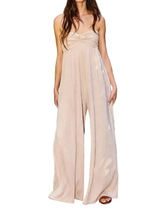 women's jumpsuits for laid-back looksEasy Breezy Jumpsuit In Taupe